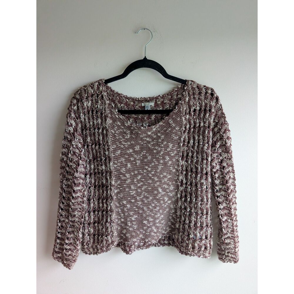 Ecote Urban Outfitters Women S Brown Cream Open Knit Crochet Boho Indie Sweater